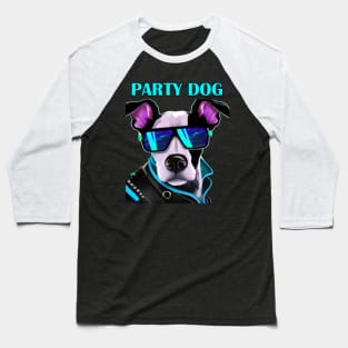 Party Dog Synthwave Retro Baseball T-Shirt